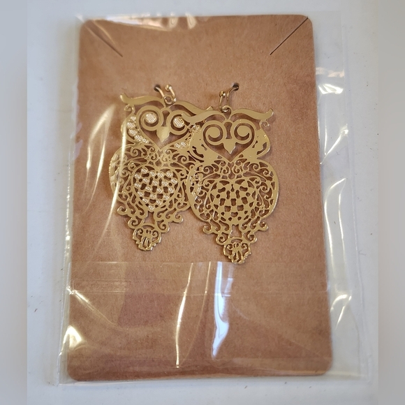 Golden Owl Hoop Earrings - Picture 12 of 12